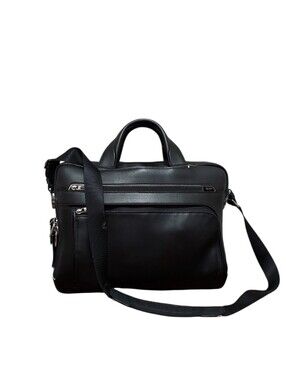 Tumi Arrive Saywer Black Leather Brief Case